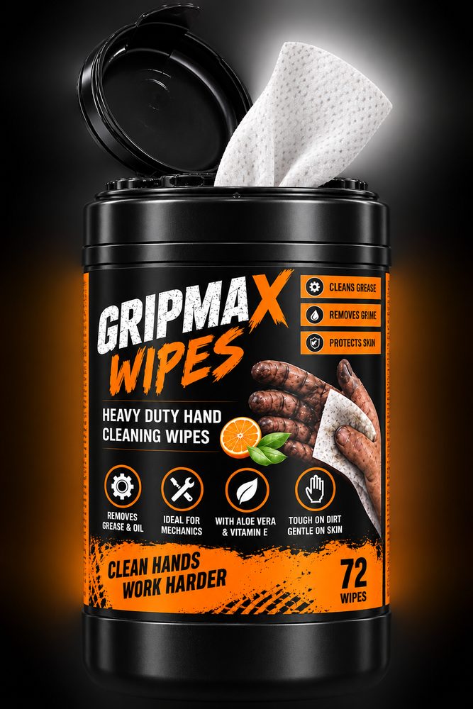GRIPMAX Wipes, tub of 72 heavy-duty hand wipes